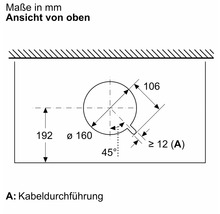 Maße des Produkts in Millimeter, Ansicht von oben