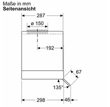 Seitenansicht mit Maßangaben in Millimeter