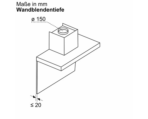 Schéma technique d'une hotte aspirante avec dimensions