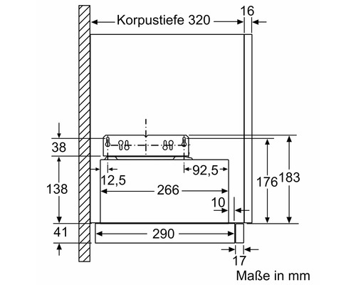 Technische Zeichnung mit Maßen in Millimetern