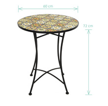 Runder Bistrotisch mit Mosaikplatte, 60 cm Durchmesser und 72 cm Höhe