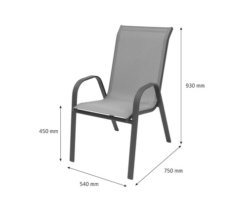Chaise de jardin avec accoudoirs et dimensions