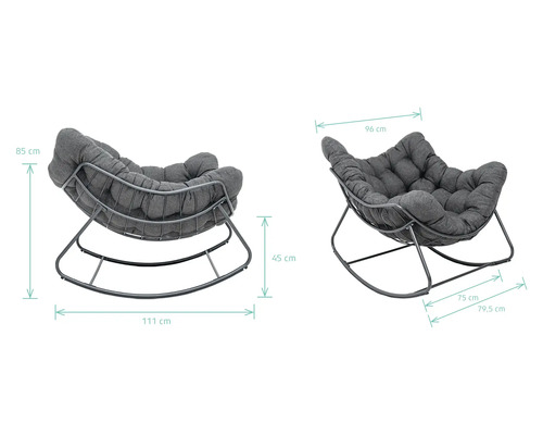 Image d'un fauteuil à bascule avec dimensions