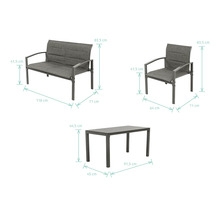 Ensemble de mobilier de jardin avec les dimensions