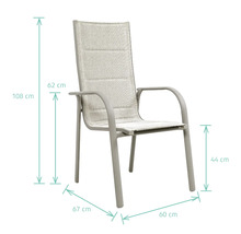 Chaise de jardin avec accoudoirs et dimensions