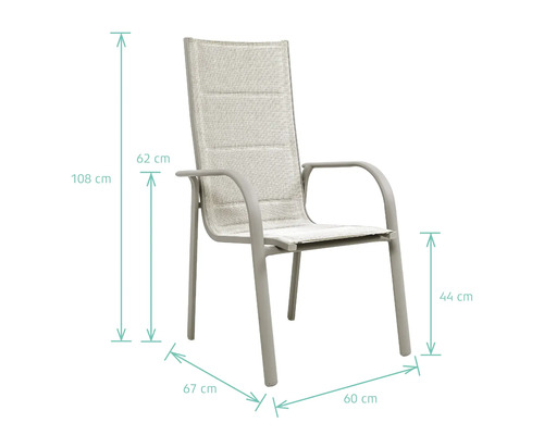 Chaise de jardin avec accoudoirs et dimensions