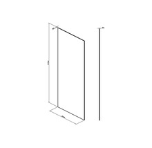Dessin technique d'une paroi de douche avec des dimensions de 2100 mm de hauteur, 860 mm de largeur et 8 mm d'épaisseur.