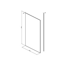 Schéma technique d'une paroi de douche avec des dimensions de 2100 mm de hauteur, 1160 mm de largeur et 8 mm d'épaisseur.