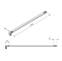 Schéma technique d'un système de barres avec les dimensions 1200, 40, 57 et 78.