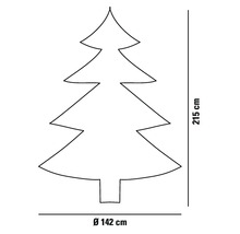 Contour d'un arbre de Noël mesurant 215 centimètres de haut et 142 centimètres de diamètre