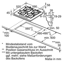 Einbau Gaskochfeld mit Massangaben