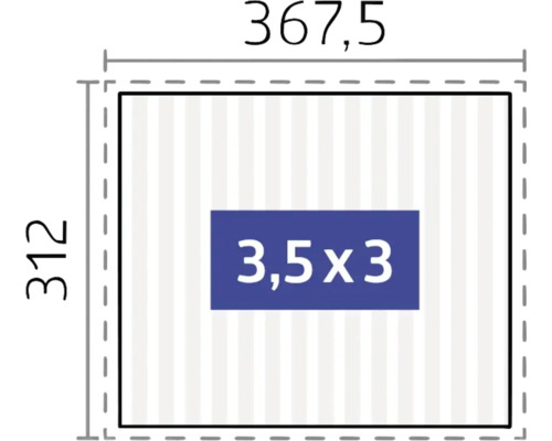 Größenangabe 367,5 x 312 mit Produktgröße 3,5 x 3