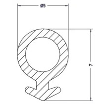 Dessin technique d'un joint d'étanchéité avec les dimensions 5 mm et 7 mm