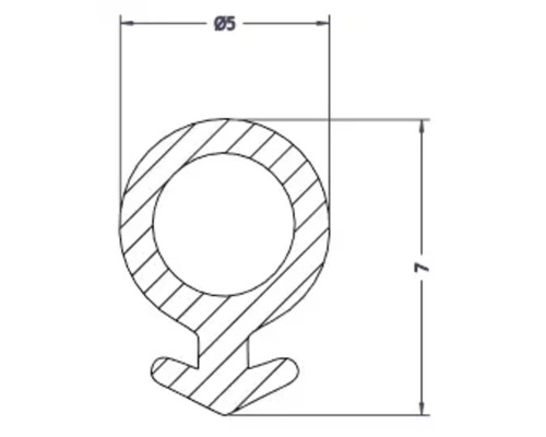Dessin technique d'un joint d'étanchéité avec les dimensions 5 mm et 7 mm