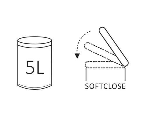 Symbole pour un seau de 5 litres avec fonction de fermeture amortie