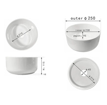 Abbildung eines runden Aufsatzwaschbeckens mit Maßangaben