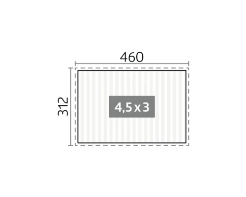 Illustration avec dimensions : 460 x 312 centimètres et une surface de 4,5 x 3 mètres