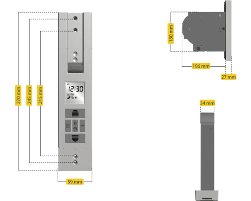 Dimensions d'une commande de volet roulant