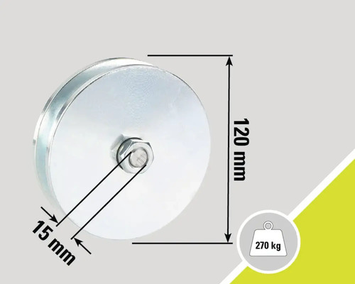 Rolle mit den Maßen 120 mm x 15 mm und einer Tragfähigkeit von 270 kg