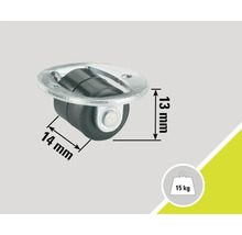 Roulette pour meubles d'un diamètre de 14 mm et d'une capacité de charge de 15 kg