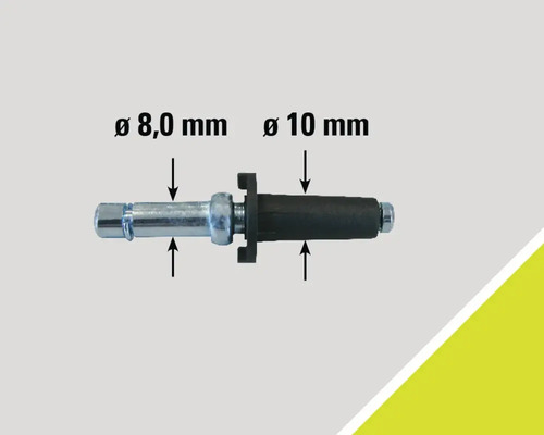 Image du produit avec des indications de taille de 8 millimètres et 10 millimètres de diamètre.