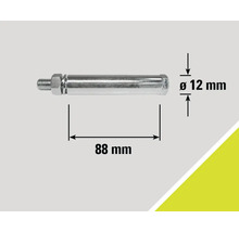 Boulon métallique avec écrou, longueur 88 mm, diamètre 12 mm