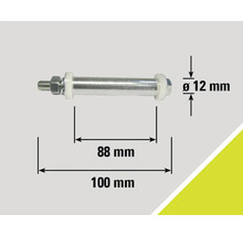 Boulon métallique avec écrou et rondelles, diamètre 12 mm, longueur 100 mm