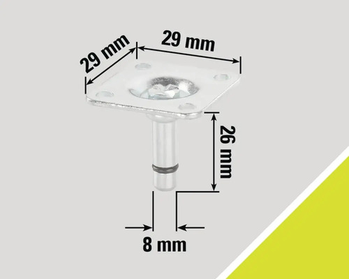 Gros plan d'un insert de roulette de meuble avec indications de taille