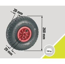 Rad mit den Maßen 260x85 Millimeter und einer Traglast von 150 Kilogramm