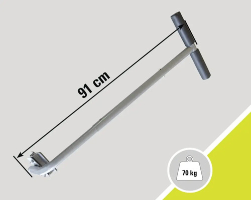 Tarière avec poignée en T, longueur de 91 centimètres et charge maximale de 70 kilogrammes.