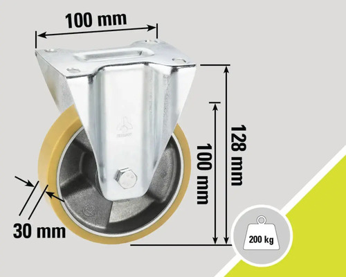 Lenkrolle mit den Maßen 100 x 100 x 128 mm und einer Traglast von 200 kg