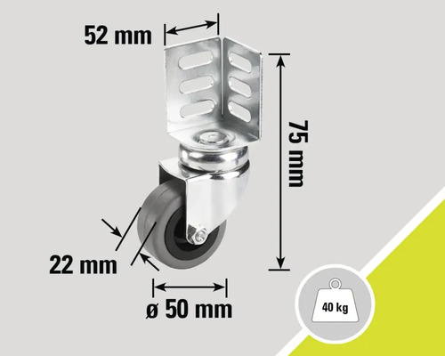 Roue pivotante avec boîtier et indications de taille