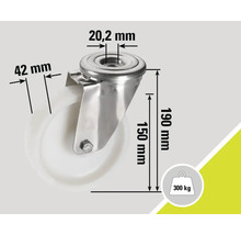 Support à roulettes avec une capacité de charge de 300 kilogrammes et différentes dimensions.