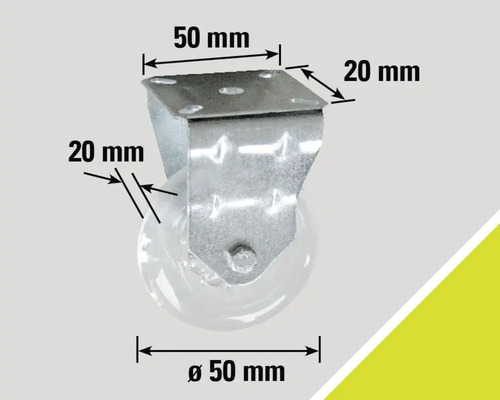 Roue pivotante avec un diamètre de roue de 50 millimètres et une largeur de rouleau de 20 millimètres