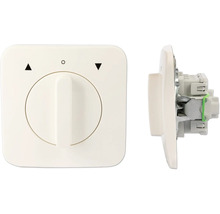 Deux vues d'un variateur blanc pour volets roulants électriques.