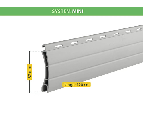 Kunststoffpaneel System Mini, 120 cm Länge, 37 mm Höhe
