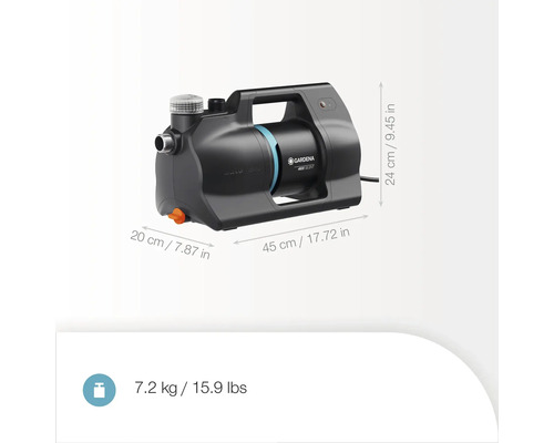 Gardena Gartenpumpe mit den Maßen 20 cm x 45 cm x 24 cm