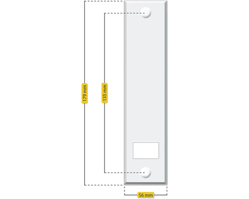Dimensions d'une plaque de boîte aux lettres, 179 mm de haut, 56 mm de large