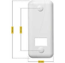 Dimensions d'une boîte d'appareil avec 148 millimètres de hauteur et 64 millimètres de largeur