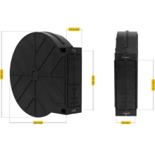 Dévidoir de tuyau en plastique, dimensions 164 x 163 x 41,4 mm