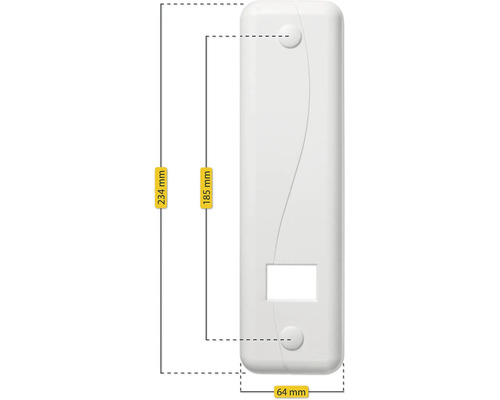 Illustration d'un boîtier mesurant 234 mm de haut et 64 mm de large