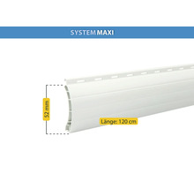 Weißes Rollladenprofil mit den Maßen 52 mm Höhe und 120 cm Länge