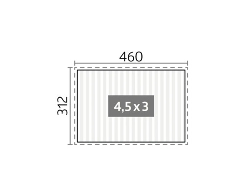 Dimensions 460 x 312 centimètres, surface 4,5 x 3 mètres