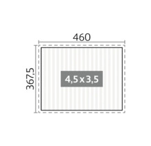 Dessin technique d'un film aux dimensions 460 x 367,5 et 4,5 x 3,5