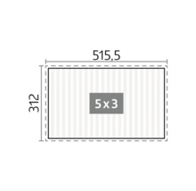 Diagramme avec les dimensions 515,5 sur 312 et une surface de 5 sur 3