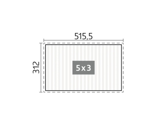 Illustration d'un rectangle mesurant 515,5 sur 312 centimètres et d'une surface de 5 sur 3 centimètres