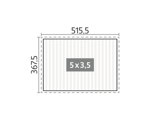 Dessin technique avec les dimensions 515,5 x 367,5 cm et 5 x 3,5 cm.