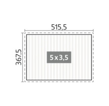 Plan avec les dimensions 515,5 x 367,5 et l'indication 5 x 3,5