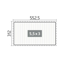 Dessin technique avec dimensions 552,5 sur 312 et indication de surface 5,5 sur 3