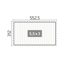 Schéma technique avec dimensions 552,5 sur 312 et indication de surface 5,5 sur 3